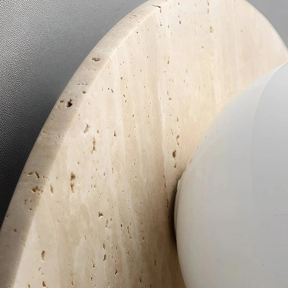 Wall Sconce | Travertine Body & Glass Shade | D 30 x H 30 cm