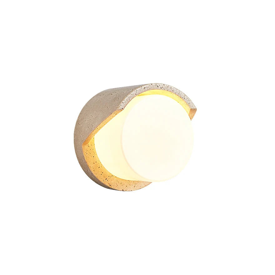 Wall Sconce | Travertine Body & Glass Shade