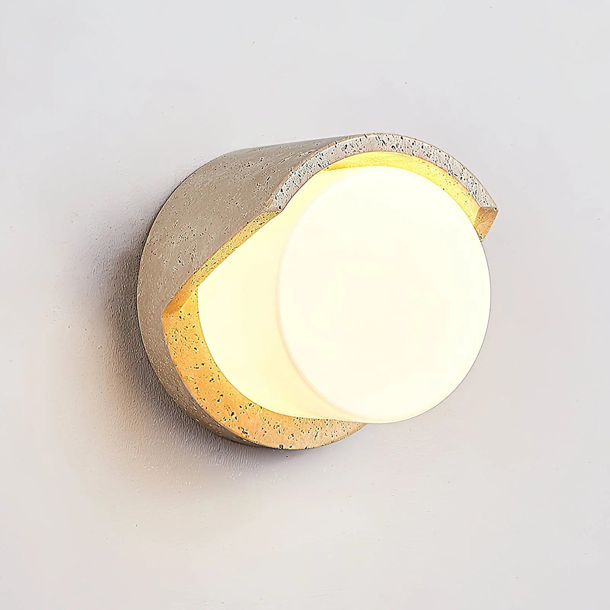 Wall Sconce | Travertine Body & Glass Shade