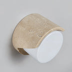 Wall Sconce | Travertine Body & Glass Shade
