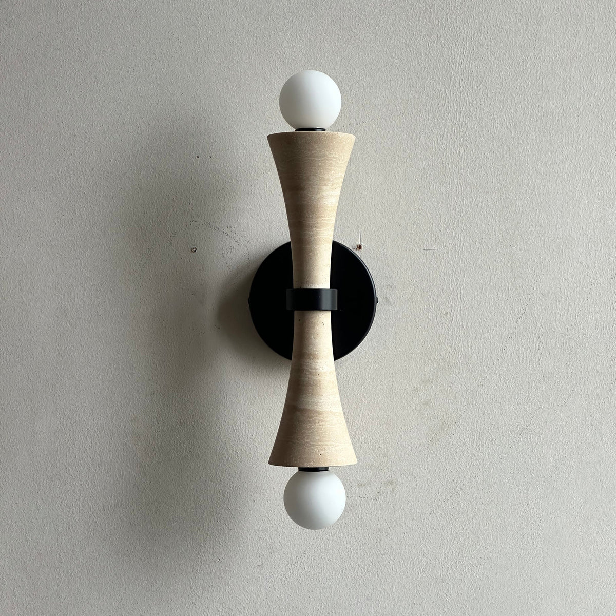 Wall Sconce | Two-Arm Travertine & Jade Body
