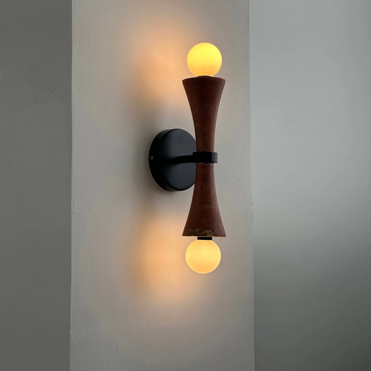 Wall Sconce | Two-Arm Travertine & Jade Body