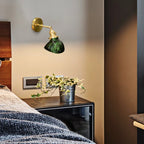 Wall Sconce | Vintage Green Glass & Brass Finish | Warm LED 3000K