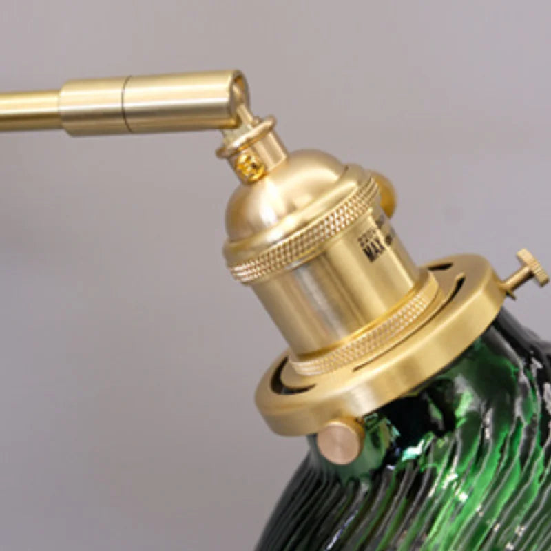 Wall Sconce | Vintage Green Glass & Brass Finish | Warm LED 3000K