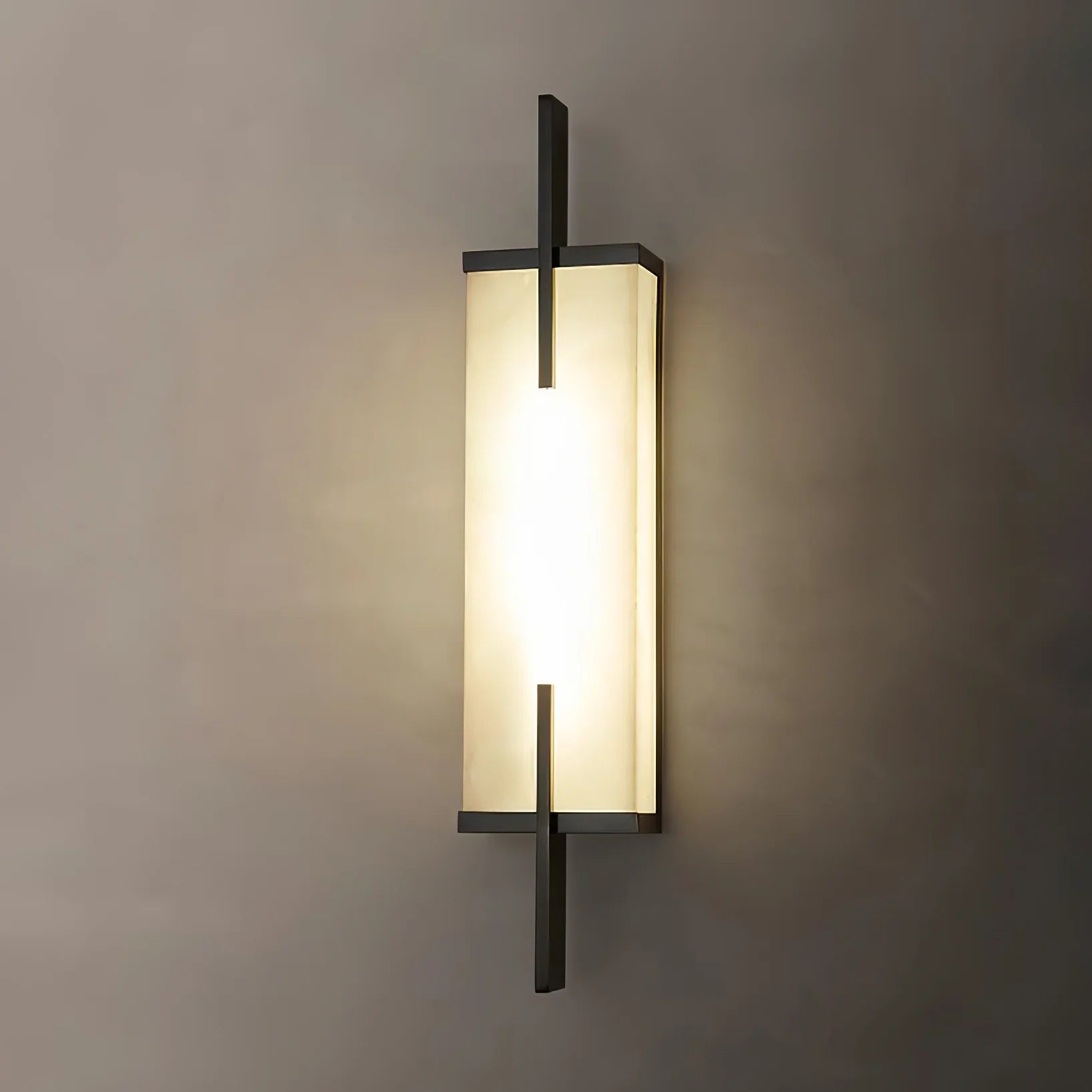 Wall Sconce | Rectangular Alabaster Shade | Vertical Metal Frame