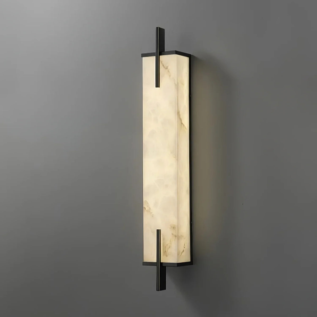 Wall Sconce | Rectangular Alabaster Shade | Vertical Metal Frame