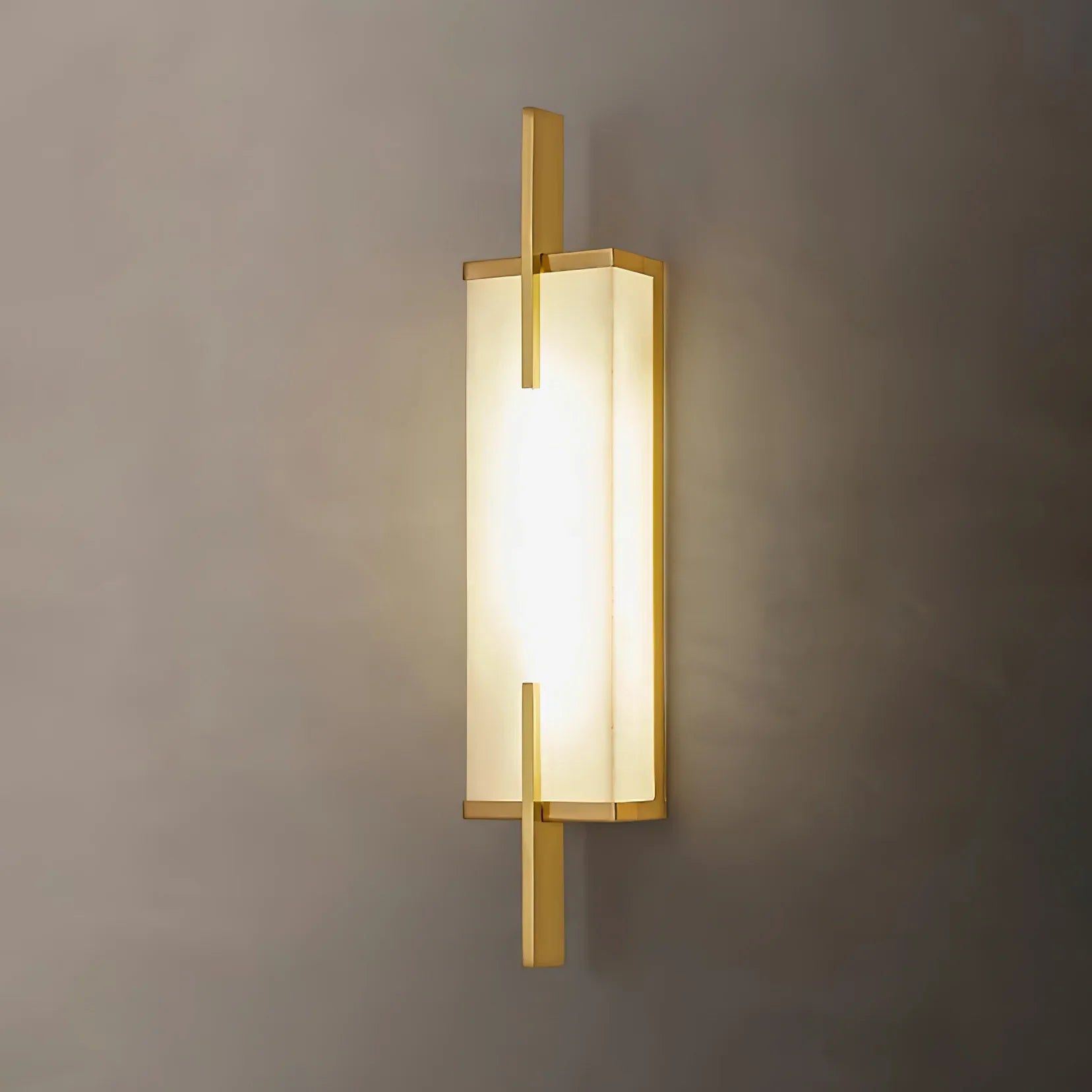 Wall Sconce | Rectangular Alabaster Shade | Vertical Metal Frame