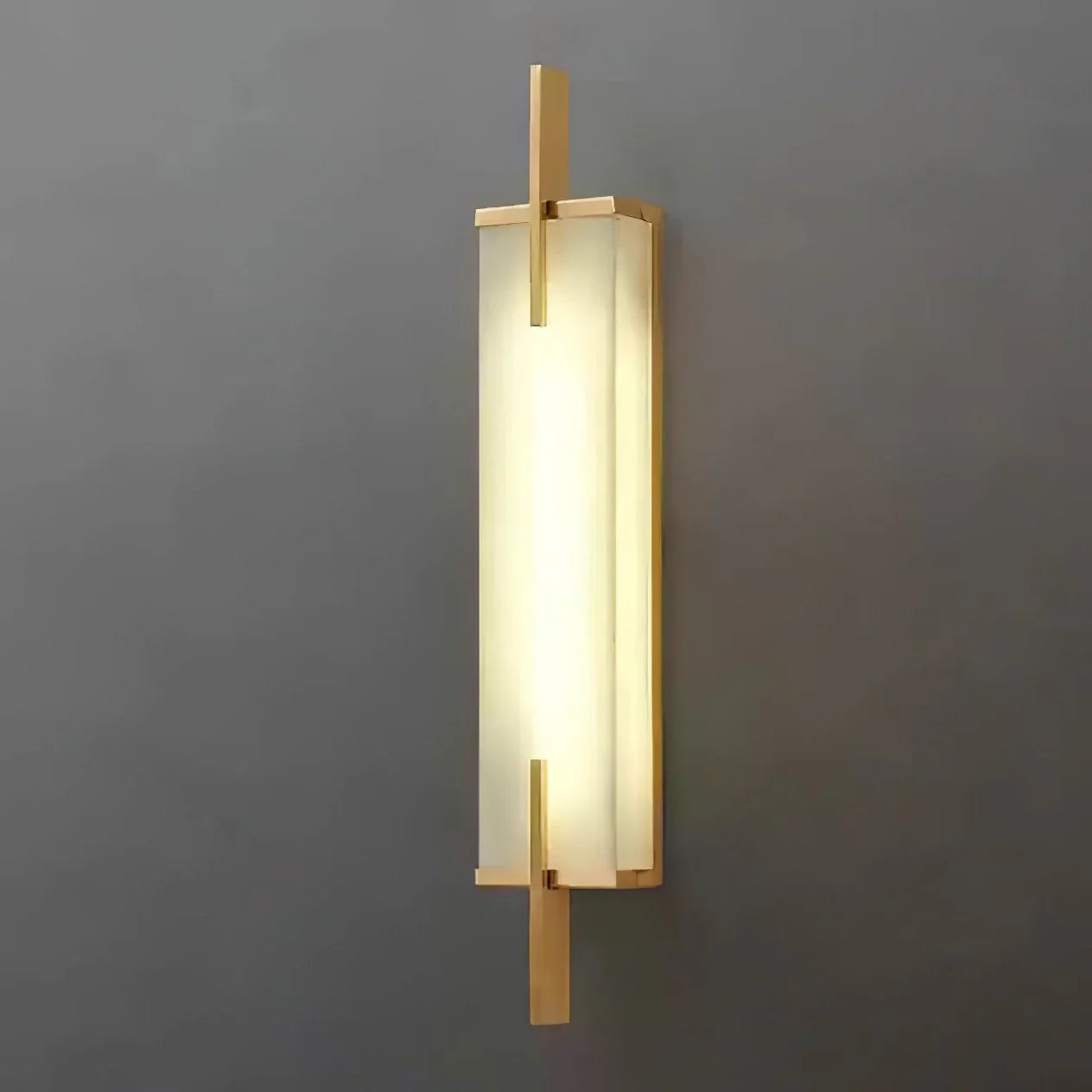 Wall Sconce | Rectangular Alabaster Shade | Vertical Metal Frame