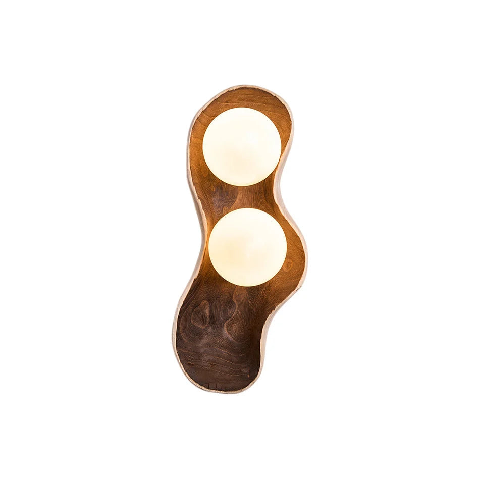 Wall Sconce | Wood Body & Glass Shade | 39 cm Height