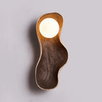 Wall Sconce | Wood Body & Glass Shade | 39 cm Height