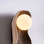 Wall Sconce | Wood Body & Glass Shade | 39 cm Height