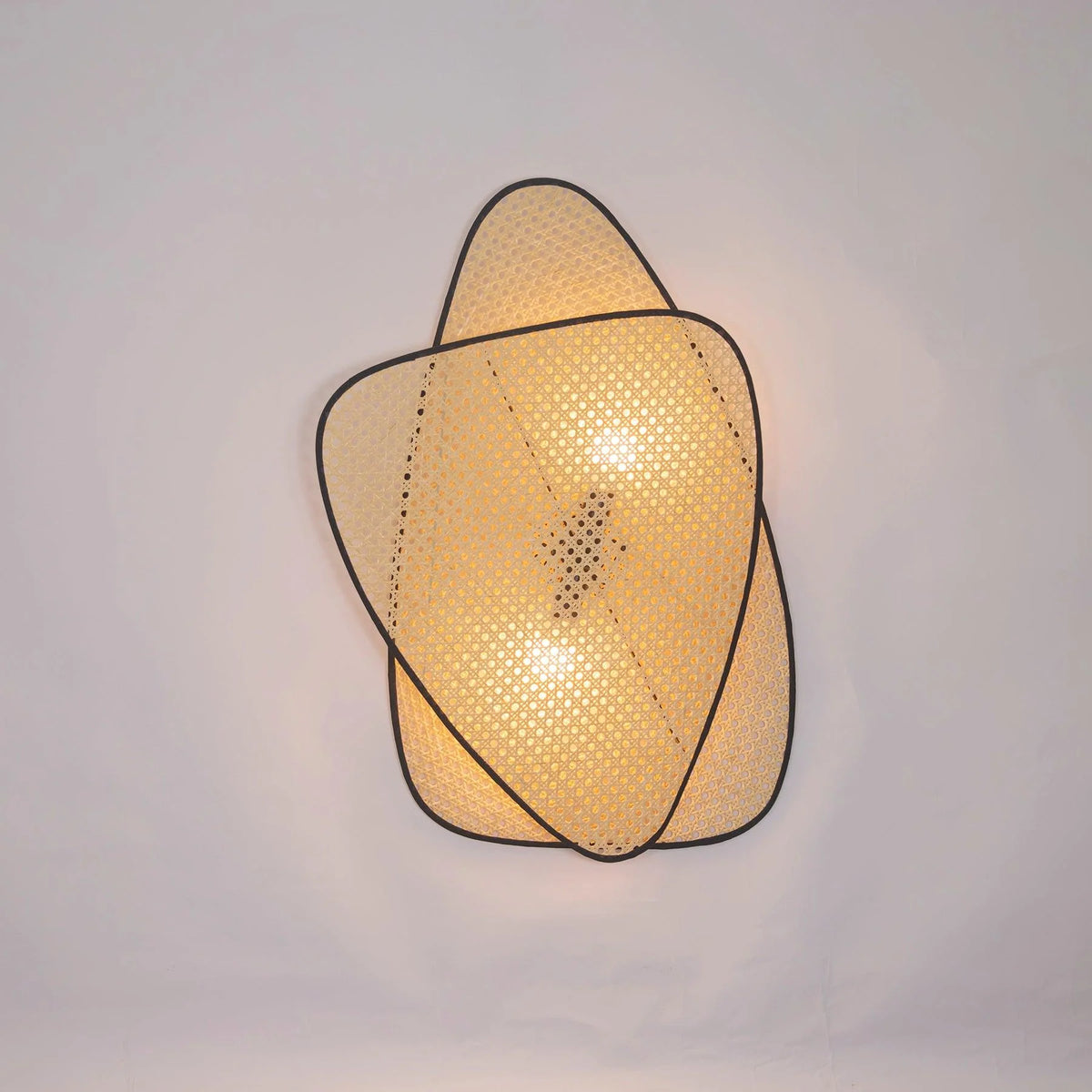 Wall Sconce | Woven Bamboo Shade & Black Metal Backplate | Two Sizes