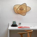 Wall Sconce | Woven Bamboo Shade & Black Metal Backplate | Two Sizes