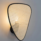 Wall Sconce | Woven Bamboo Shade & Black Metal Backplate | Two Sizes
