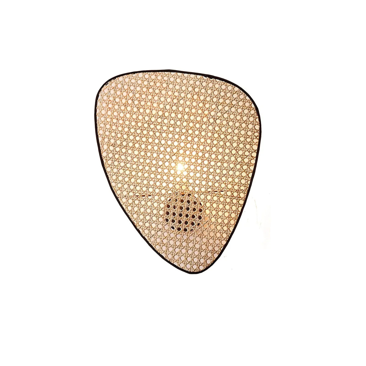 Wall Sconce | Woven Bamboo Shade & Black Metal Backplate | Two Sizes