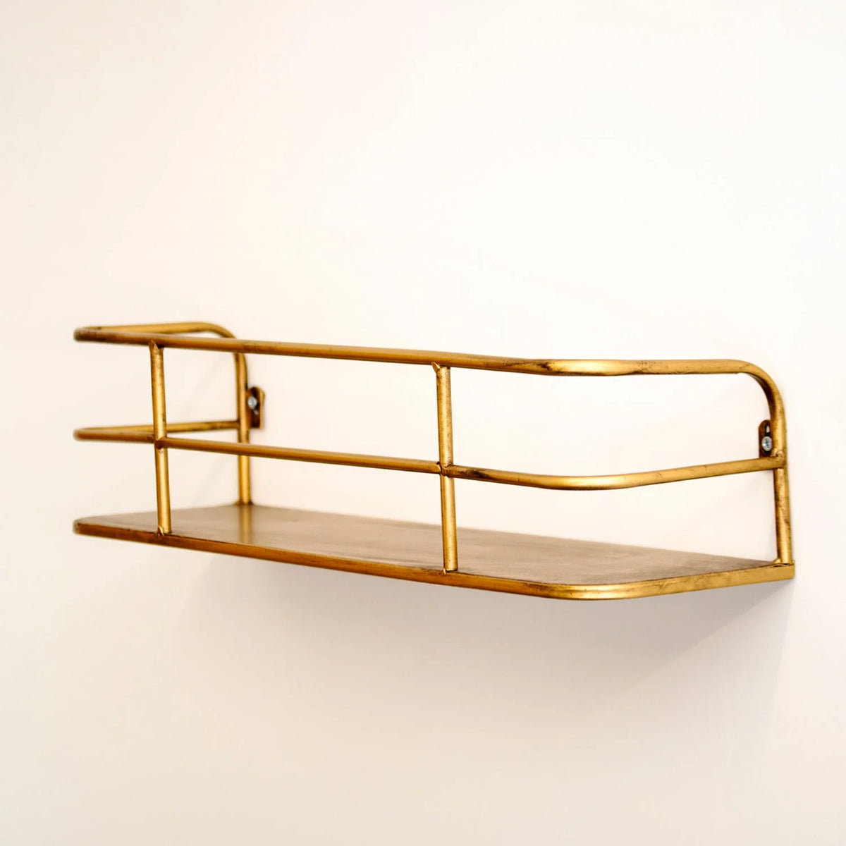 Wall Shelf | Industrial Wireframe & Brushed Brass | 55 cm