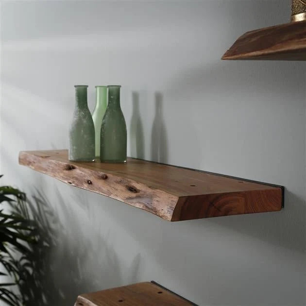 Wall Shelf | Live-Edge Solid Acacia & Floating Mount