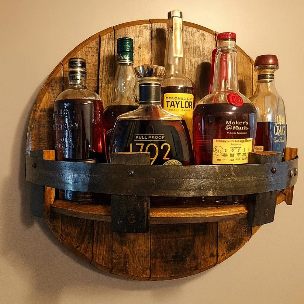 Wall Shelf | Round Barrel Timber & Front Guard Rail