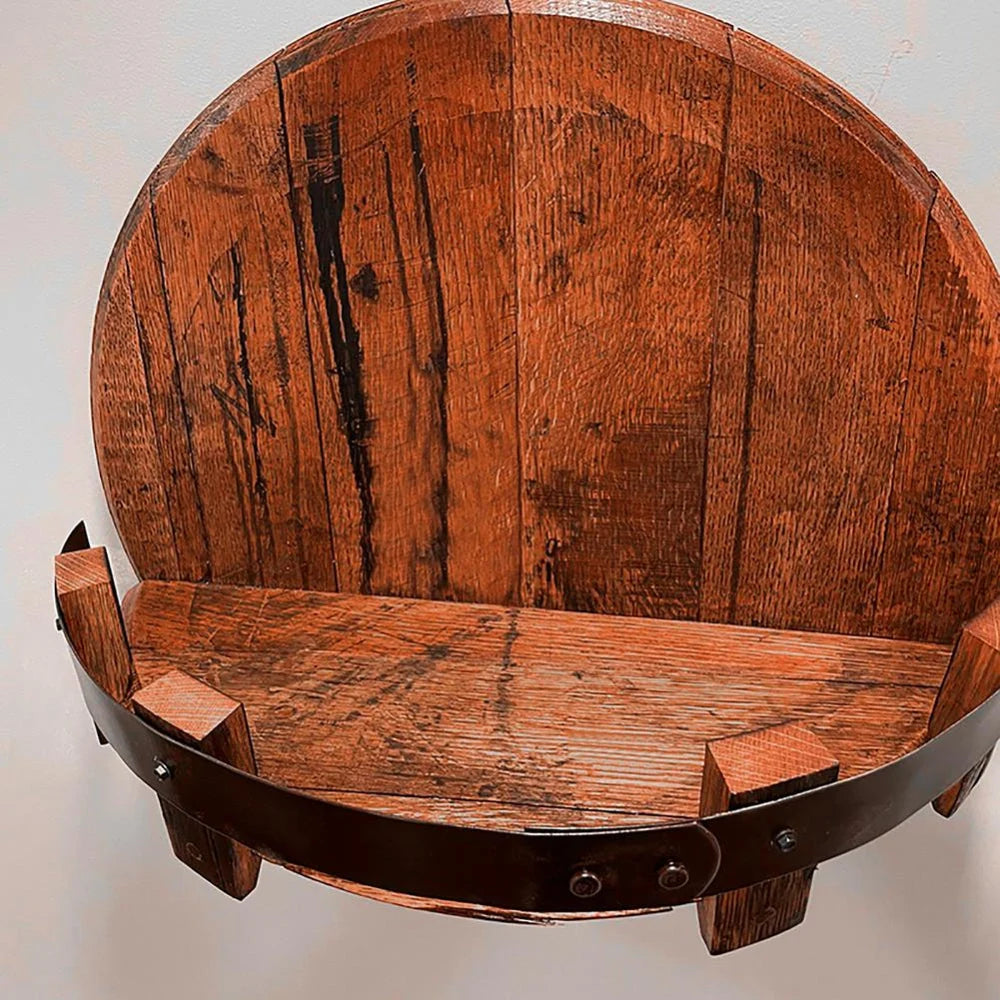 Wall Shelf | Round Barrel Timber & Front Guard Rail