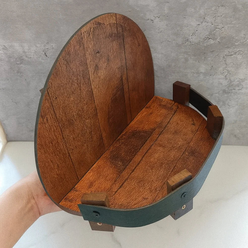 Wall Shelf | Round Barrel Timber & Front Guard Rail