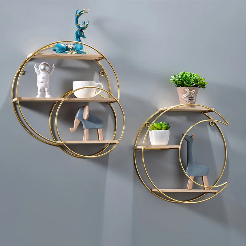 Wall Shelf | Double Circle Floating Design | Space-Saving Display