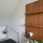 Wall Storage Shelf | Cherry Wood & Metal Frame | Three-Tier