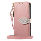 Wallet-Style Phone Case with Leaf Clasp and Zipper Pocket