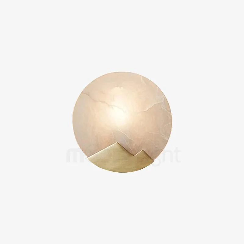 Wandleuchte | Poliertes Messing & Alabaster-Schirm | 20 cm Durchmesser