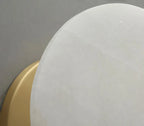 Wandleuchte | Poliertes Messing & Alabaster-Schirm | 20 cm Durchmesser