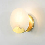 Wandleuchte | Poliertes Messing & Alabaster-Schirm | 20 cm Durchmesser