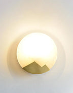Wandleuchte | Poliertes Messing & Alabaster-Schirm | 20 cm Durchmesser