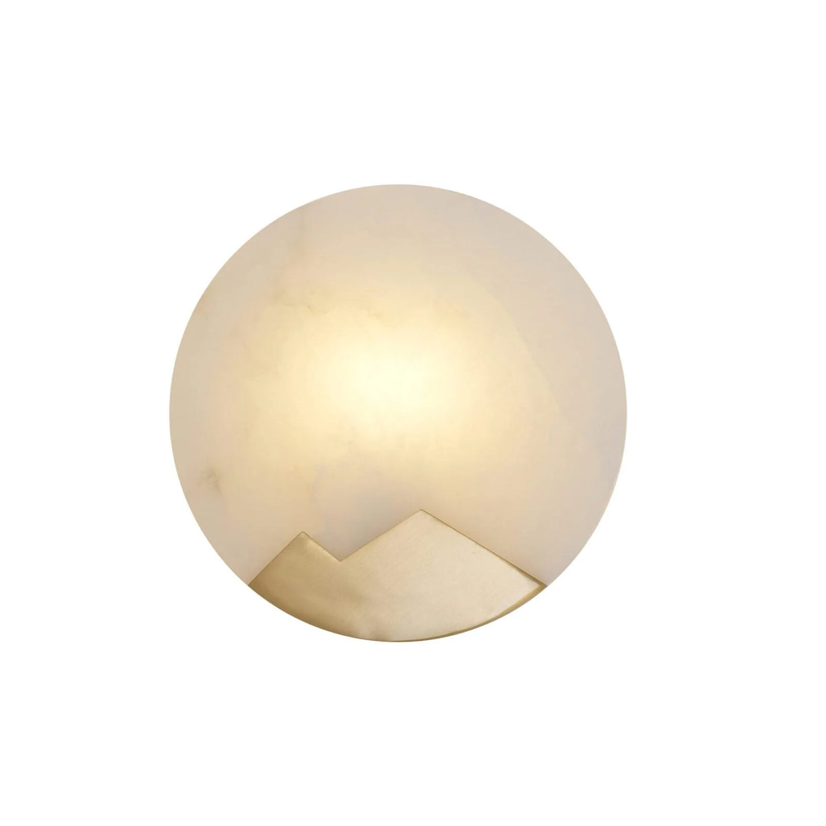 Wandleuchte | Poliertes Messing & Alabaster-Schirm | 20 cm Durchmesser