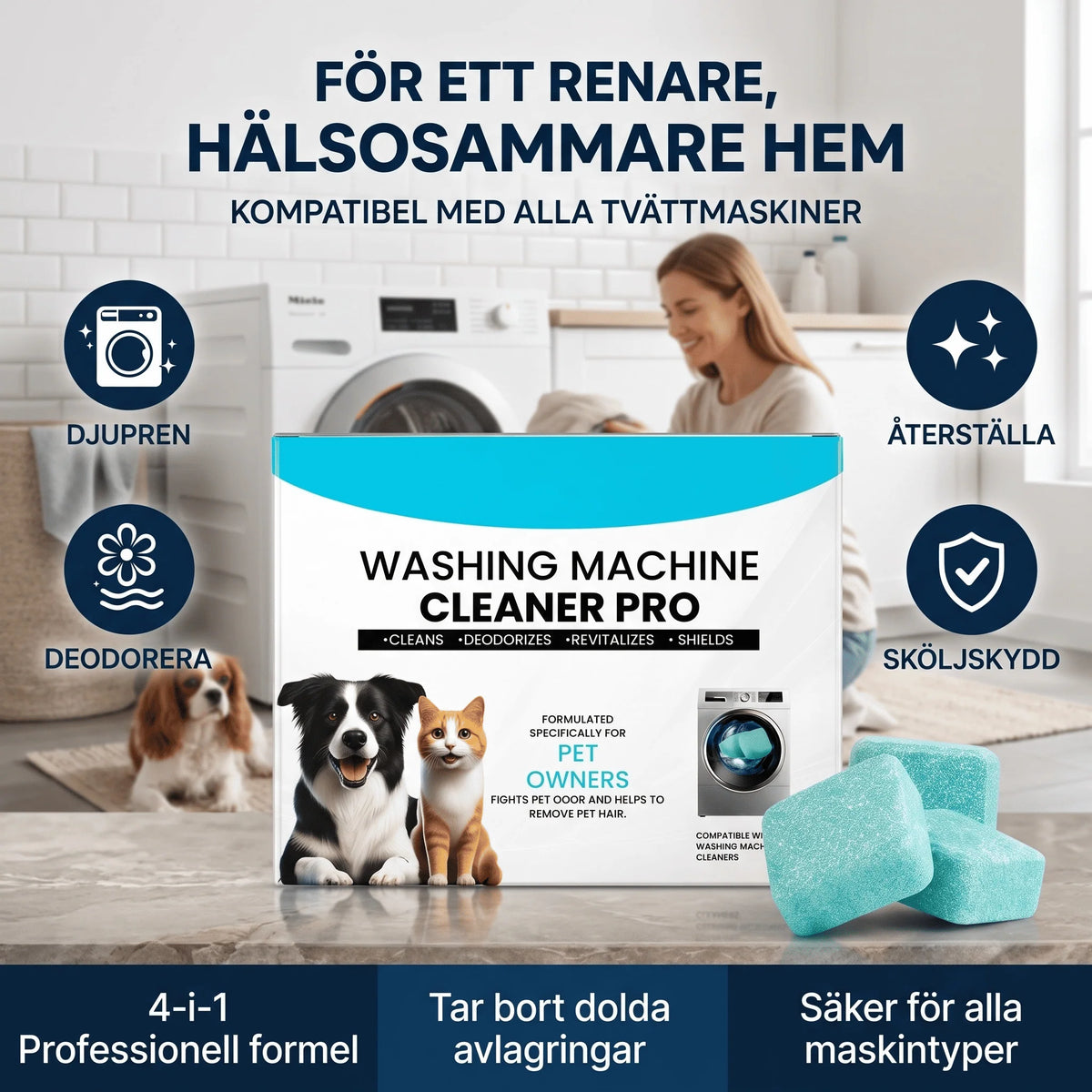 Washing Machine Cleaner Tablets | Deep-Cleaning & Pet Odor Removal