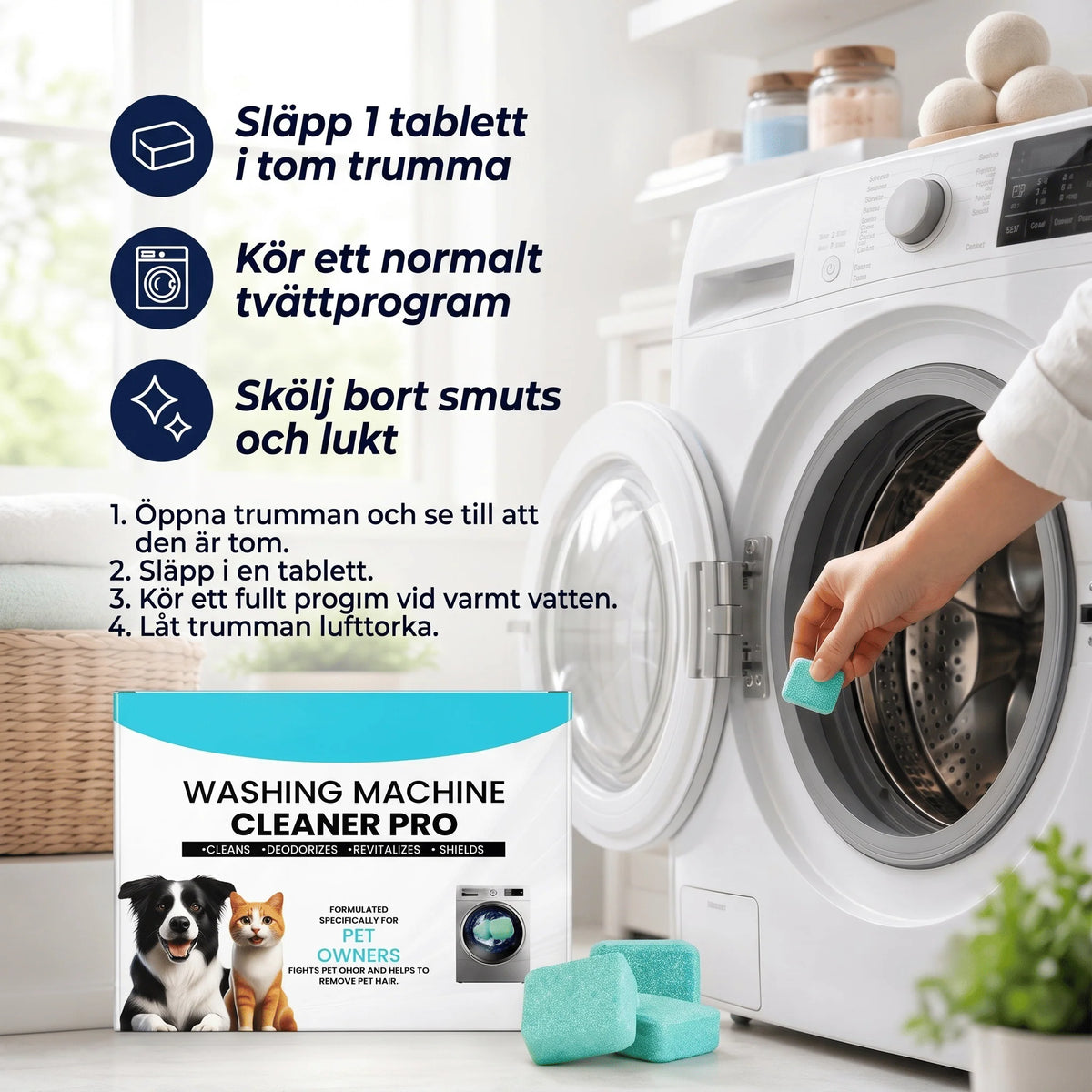 Washing Machine Cleaner Tablets | Deep-Cleaning & Pet Odor Removal