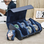 Watch Case | Genuine Leather & Cushioned Slots | 6 or 8 Slots