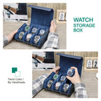 Watch Case | Genuine Leather & Cushioned Slots | 6 or 8 Slots
