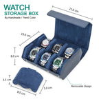 Watch Case | Genuine Leather & Cushioned Slots | 6 or 8 Slots