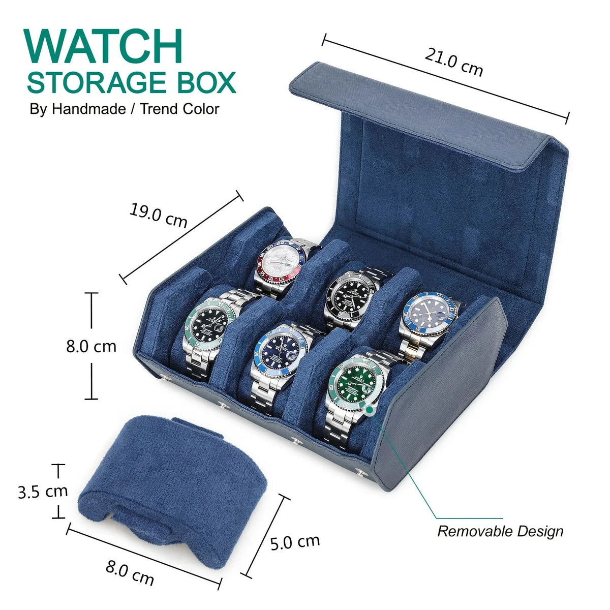 Watch Case | Genuine Leather & Cushioned Slots | 6 or 8 Slots