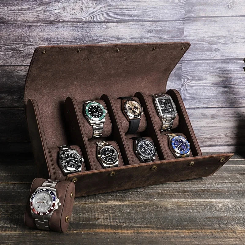 Watch Organizer Box | Genuine Leather & Padded Slots | 6 or 8 Slots