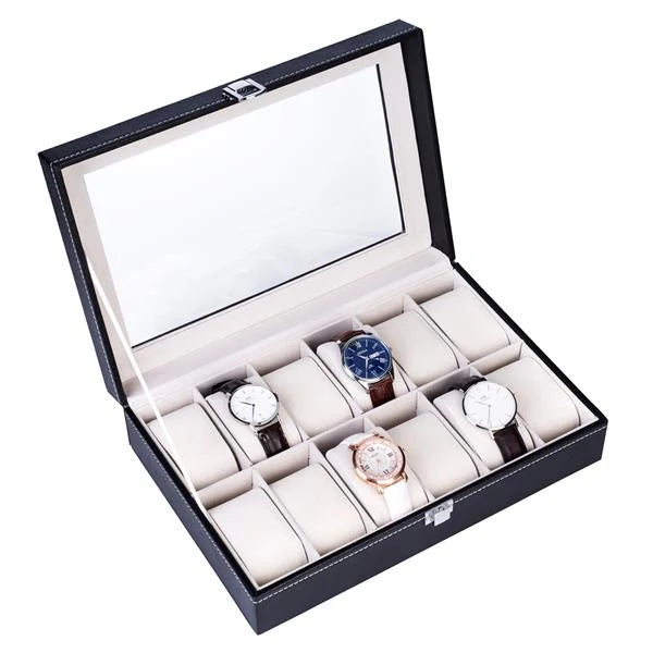 Watch Storage Box | 12 Compartments | Watch & Bracelet Organizer