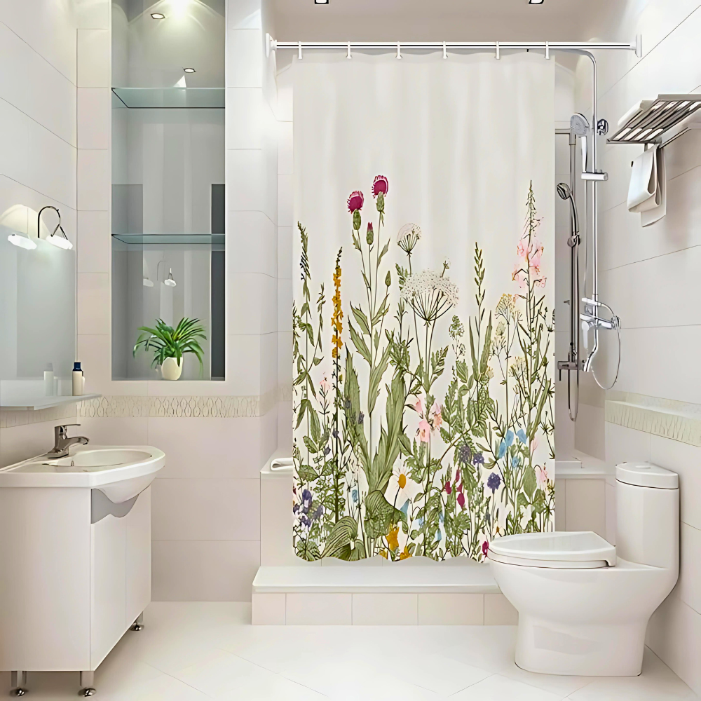 Shower Curtain | Bird & Tree Branch Design | Waterproof Polyester