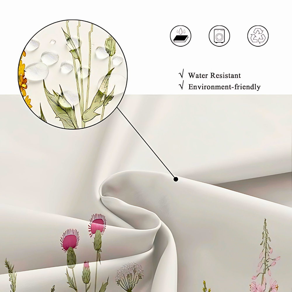 Shower Curtain | Bird & Tree Branch Design | Waterproof Polyester