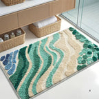 Bath Mat | Absorbent Microfiber & Wave Pattern | Non-Slip Backing