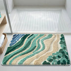 Bath Mat | Absorbent Microfiber & Wave Pattern | Non-Slip Backing