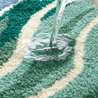 Bath Mat | Absorbent Microfiber & Wave Pattern | Non-Slip Backing