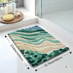 Bath Mat | Absorbent Microfiber & Wave Pattern | Non-Slip Backing