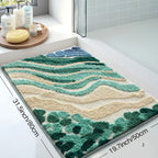 Bath Mat | Absorbent Microfiber & Wave Pattern | Non-Slip Backing