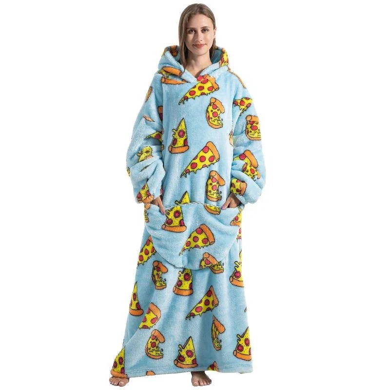 Wearable Blanket Hoodie | Double-Layer Fleece & Sherpa | One Size Fits Most