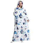 Wearable Blanket Hoodie | Double-Layer Fleece & Sherpa | One Size Fits Most