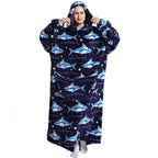Wearable Blanket Hoodie | Double-Layer Fleece & Sherpa | One Size Fits Most